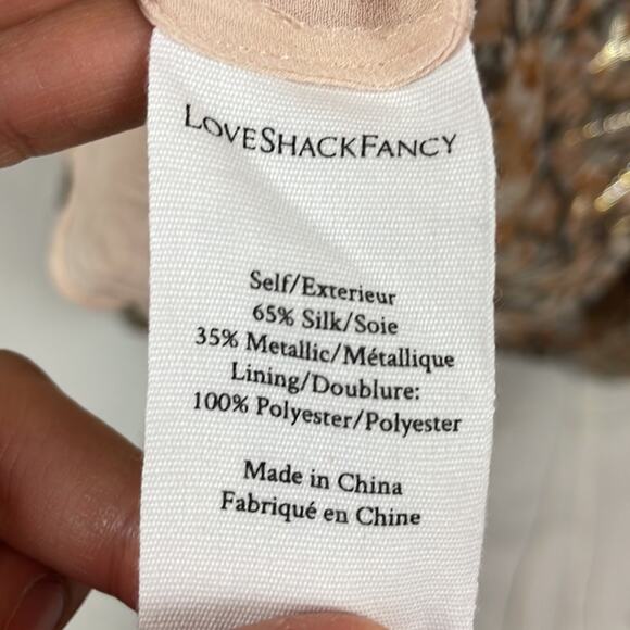 LoveShackFancy Tara Gold Ruffle Off Shoulder Maxi Dress - Picture 13 of 14